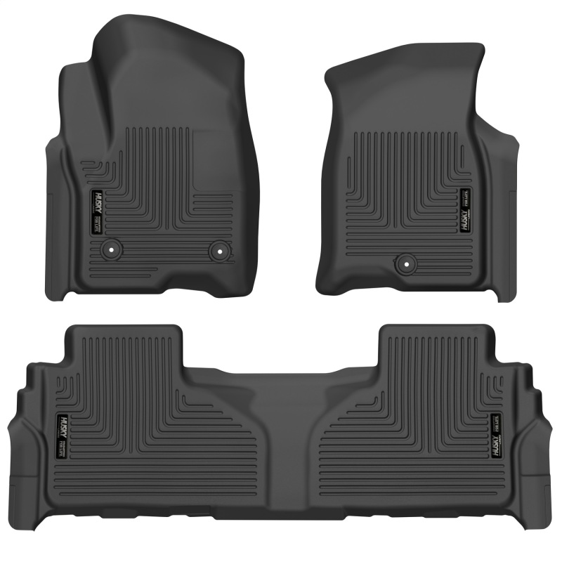 GMC Yukon XL Floor Liners - Front + Rear - Husky Liners - WeatherBeater - Black - `21-`23